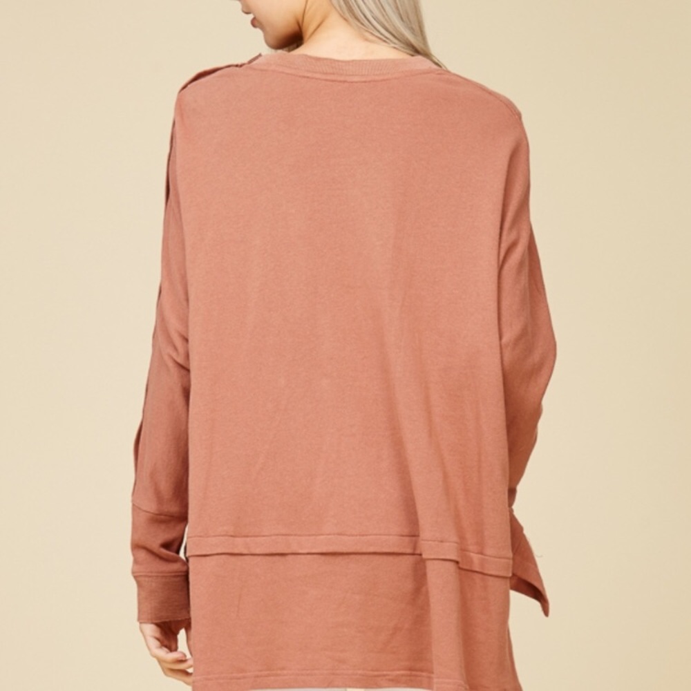 ✨Madeline Hi-Lo Sweater - Brick - Picture 4 of 4